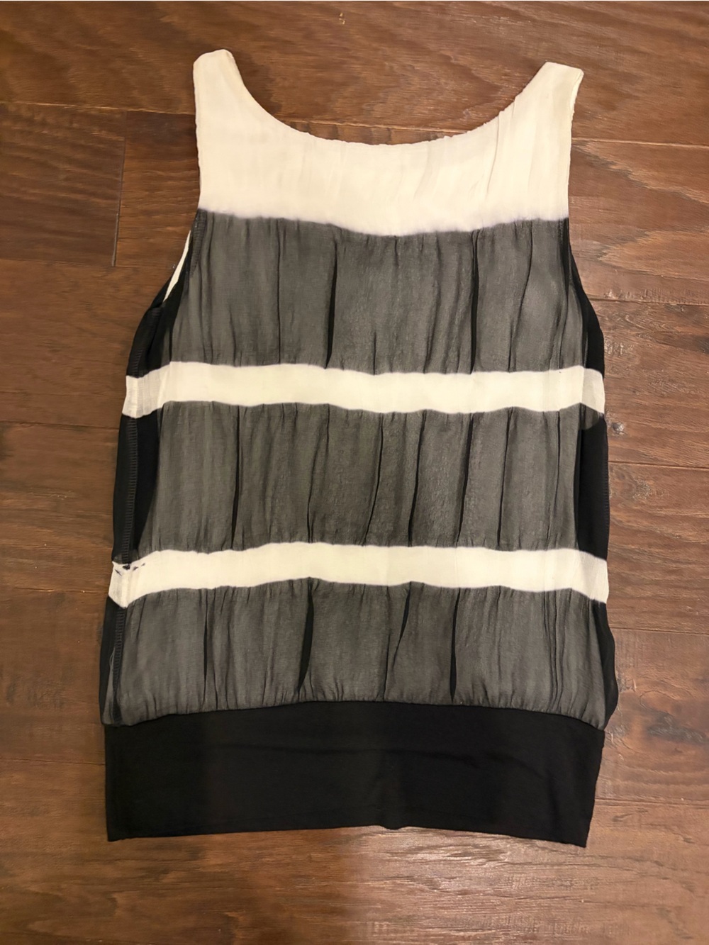 Bailey 44 Black and White Striped Sheer Layered Tank